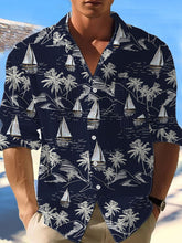 Chemise hawaïenne à manches longues Coconut Tree Waffle pour hommes